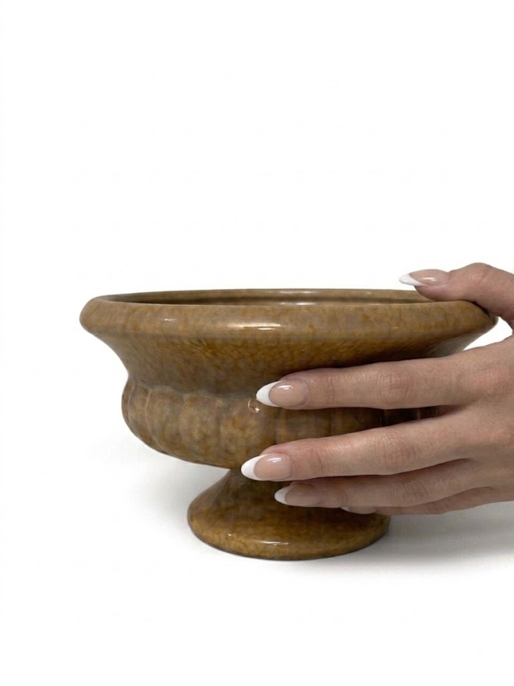 Vintage Mustard Yellow Ribbed Footed Pottery Bowl Planter Haeger Style MCM - Picture 7 of 7